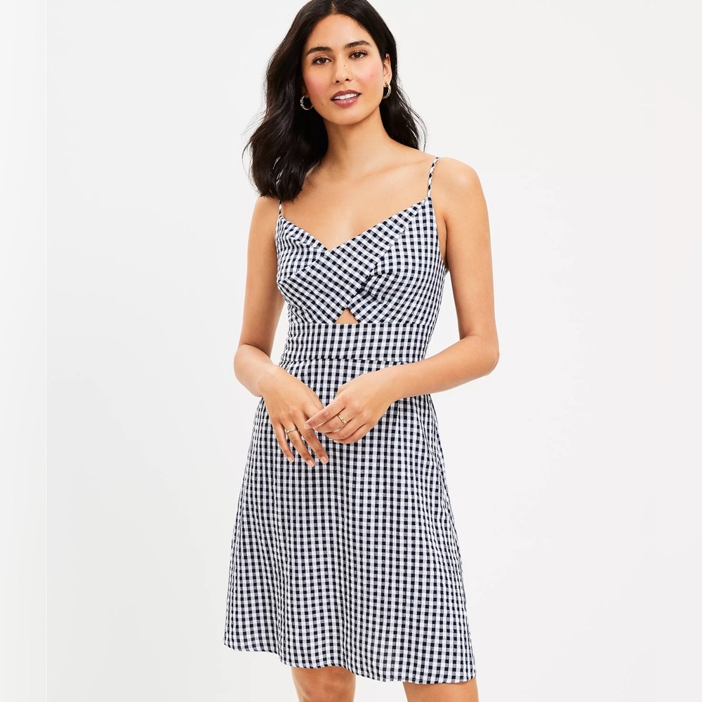Gingham Twist Cutout Cami Dress Loft 00P
